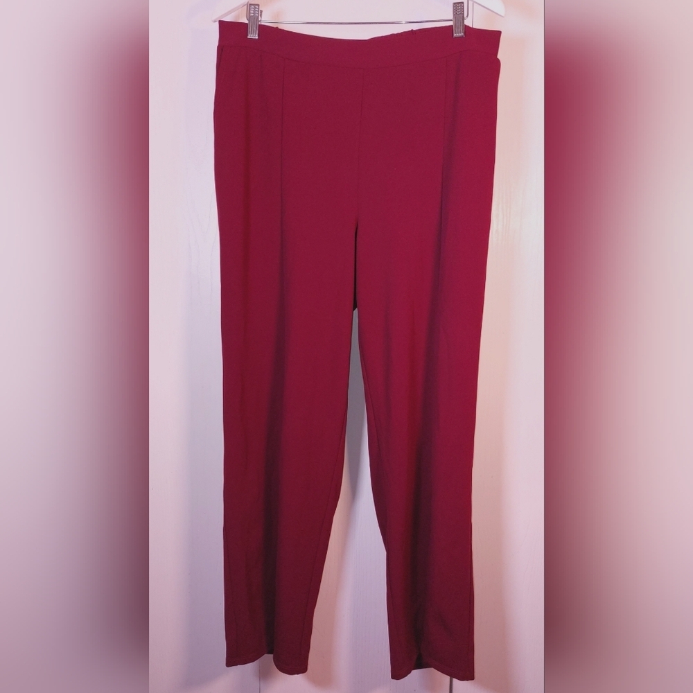 Eloquii Maroon Straight Leg Trouser Size 16 Front Slit Pants Office Date Preppy